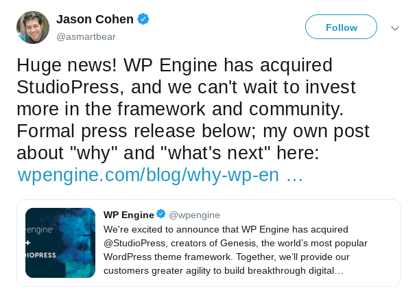 WP Engine Tweet