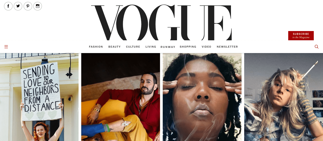 The Vogue website which is a famous WordPress website example.